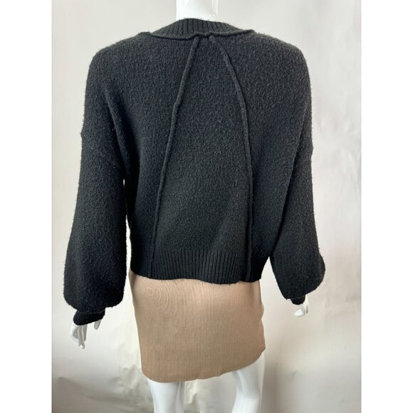 Topshop Black Button-Front Cardigan Acrylic Blend Nubby Sweater Size US 6 UK 10 - Picture 16 of 16